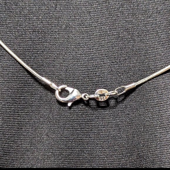 Wow Signed Silver Dichroic & Black Solid Glass Pendant w/ Sterling Silver Chain - Picture 5 of 6